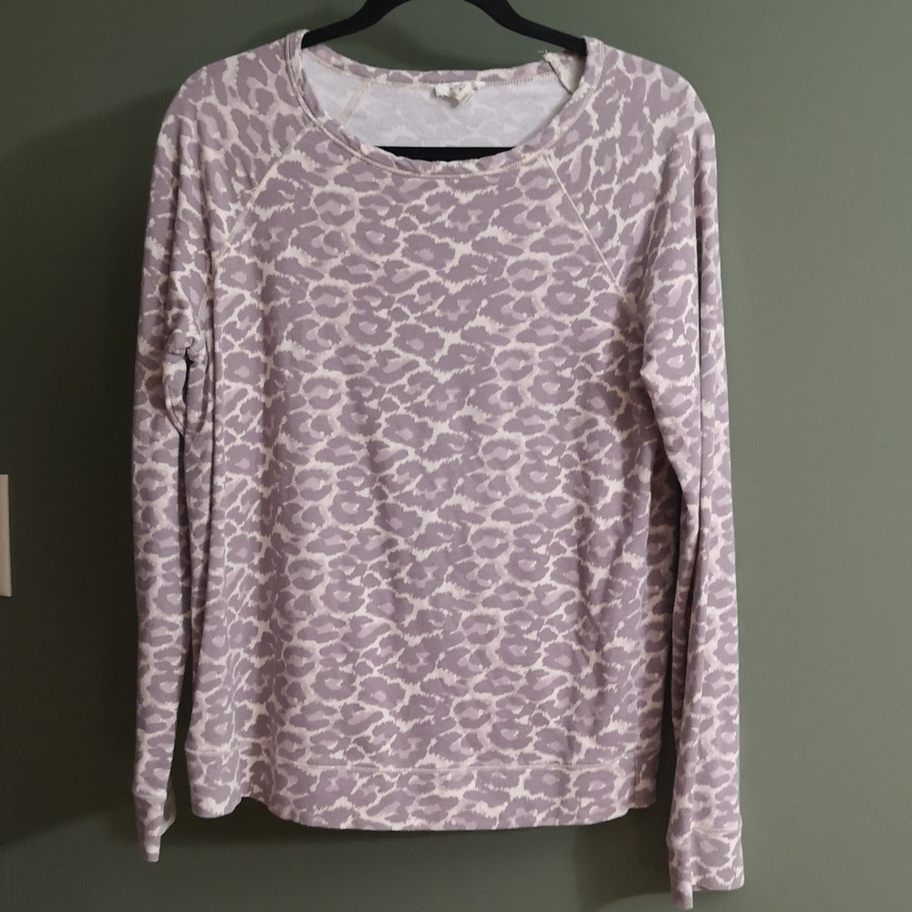 Joie Soft Joie Animal Print Scoop Neck Light Long Sleeve Top Sz M